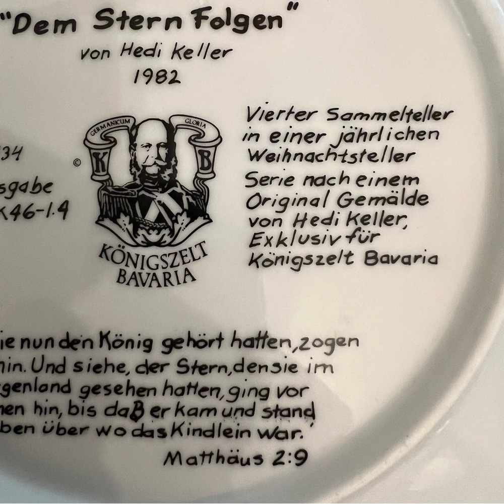 German Collectible Plate “Following the Star” 1982 Hedi  Keller - Picture 11 of 13